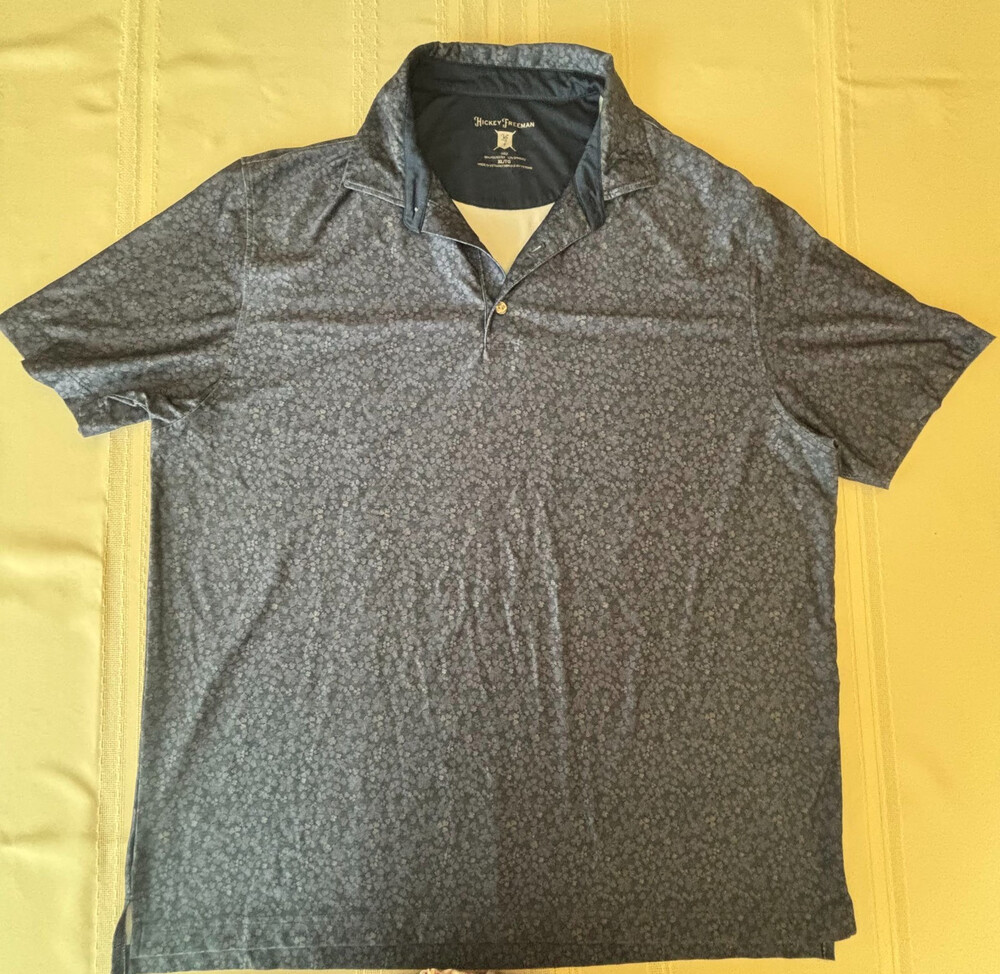 HICKEY FREEMAN Men's Golf Polo Shirt Clover Print Performance Stretch Size XL